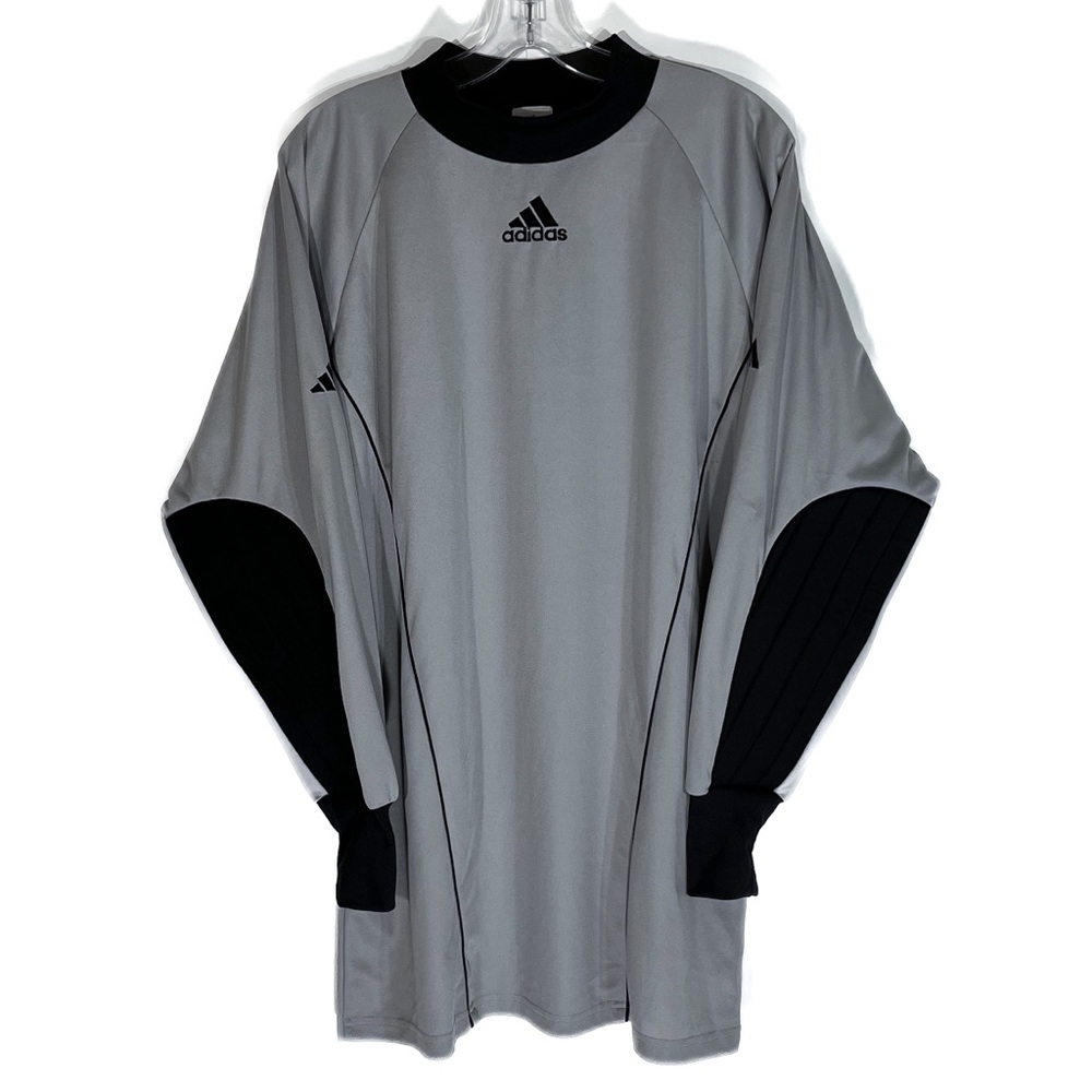 Adidas Soccer Jersey Goalie Goalkeeper Gray And Black Shirt Size Medium Y2K